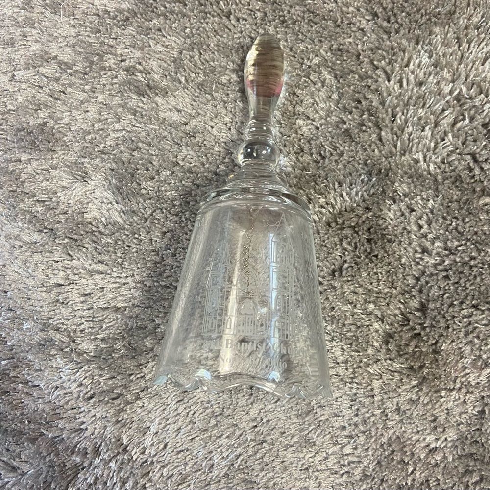 Fenton lazer etched glass bell 